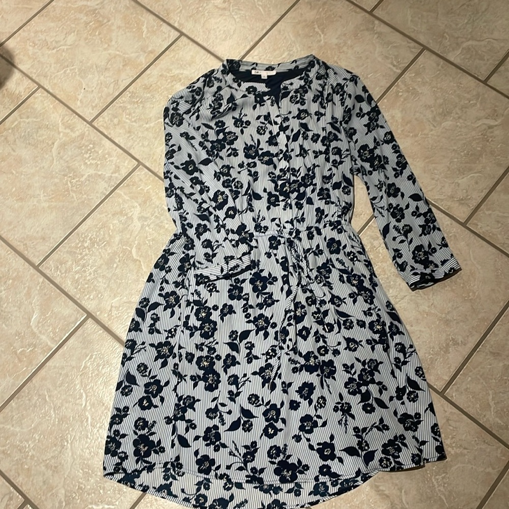 Blue and White Floral Dress